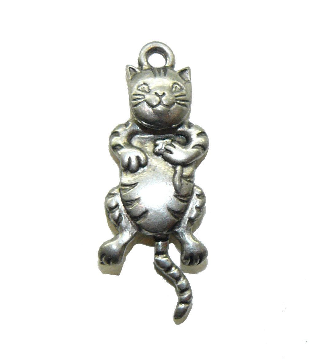 Cat With Swivel Head - Pewter Charm
