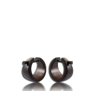 Basic Square Pin Earrings In Brown Narra Wood