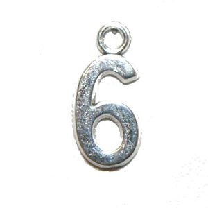 Six 6 Silver Number Charm