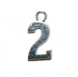 Two 2 Silver Number Charm