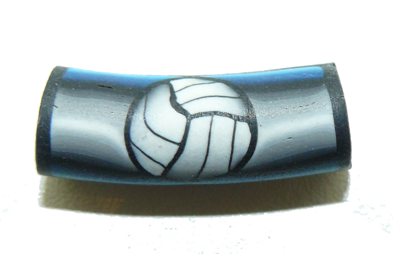 Volleyball Blue to Grey Fimo Bead