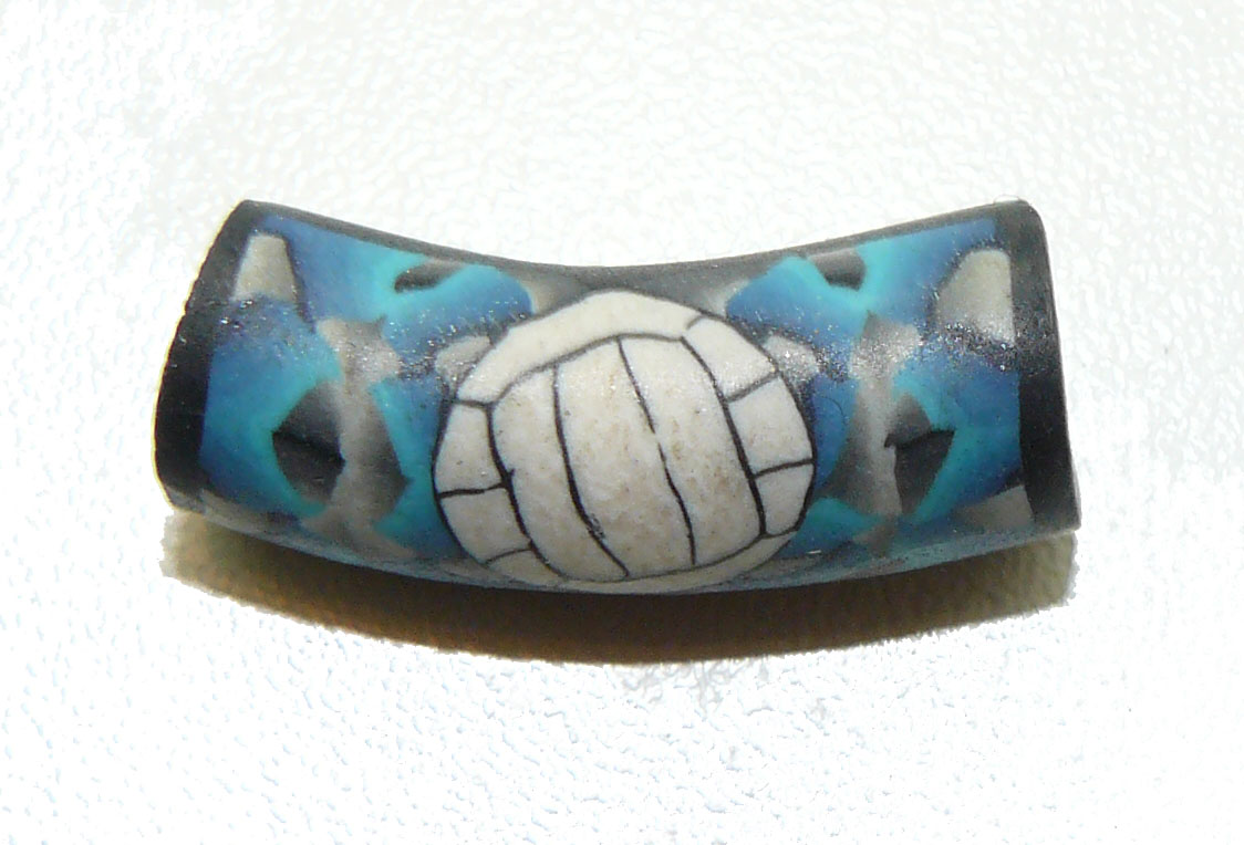 Volleyball BlueShattered Fimo Bead