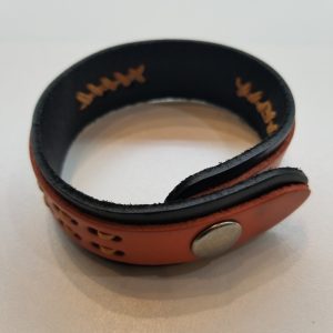 Threaded Leather Bracelet – Black and Orange