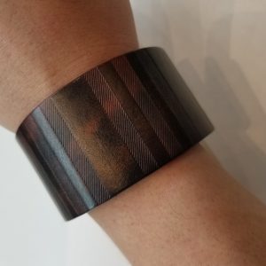 Office Leather Stripes Bracelet – Dark Brownish Red