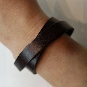 Plain, Double Wrap Leather Bracelet – Dark Brown