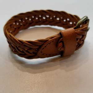 “Fishtail” Braided Leather Bracelet – Light Brown