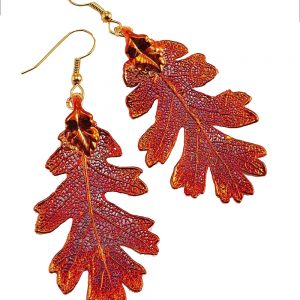 Oak Leaf In Copper – Real Leaf Earrings