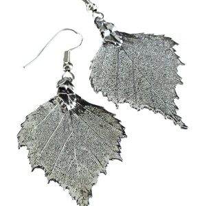 Birch Leaf In Silver – Real Leaf Earrings