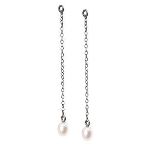 Trollbeads – Fancy Drops Earrings with Pearl, 5cm / 1.96 inch – 56501-05
