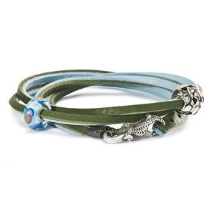Leather Bracelet, Light Blue-Green