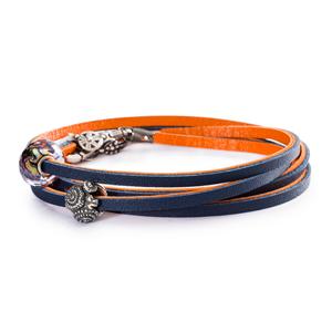 Trollbeads – Leather Bracelet, Orange-Navy – L5117