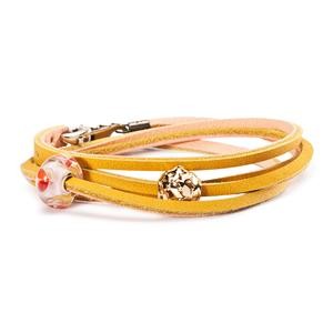 Trollbeads – Leather Bracelet, Yellow-Light Pink – L5111