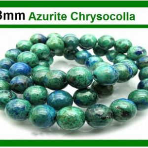 Azurite Chrysocolla 8mm Round Beads 15.5inch Strand