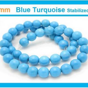 Blue Turquoise 8mm Round Beads 15.5inch Strand