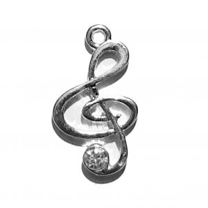 Treble Clef With Crystal – Pewter Charm