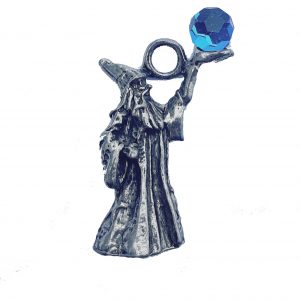 Wizard With Crystal Orb – Pewter Charm
