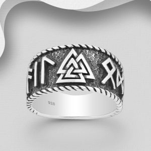 Sterling Ring – Viking Symbols – Size 9