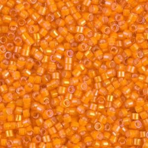 Miyuki Delica Bead – White Lined Orange AB – Size 11/0 – DB-1777 – 10 Gram Bag