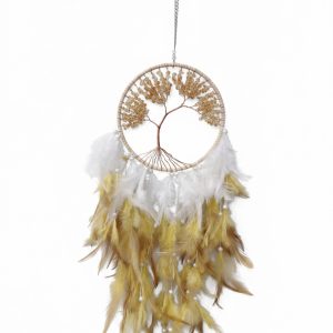 Dream Catcher –  Tree Of Life In Yellow and White