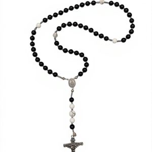 Black Onyx and Howlite Gemstone – Rosary